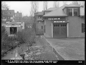 Distribution Department, Low Service Pipe Lines, condition resulting from break in 48-inch main, Clinton Road near Dean Road, Brookline, Mass., Apr. 17, 1920