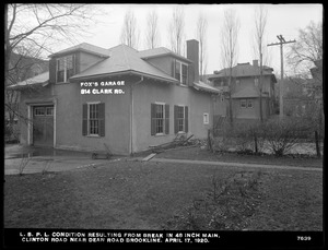 Distribution Department, Low Service Pipe Lines, condition resulting from break in 48-inch main, Clinton Road near Dean Road, Brookline, Mass., Apr. 17, 1920