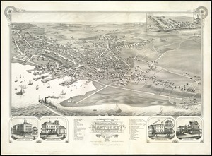 Bird's eye view of the town of Nantucket in the State of Massachusetts