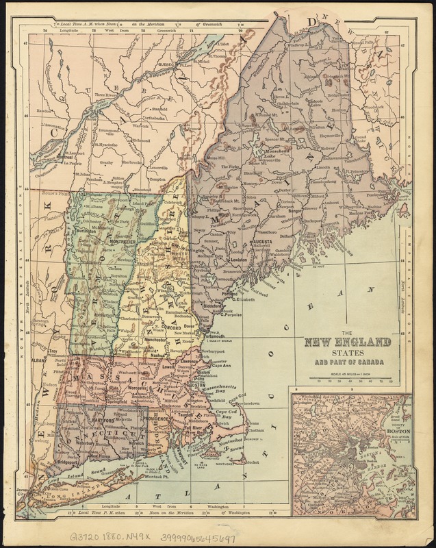 The New England states and part of Canada
