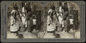 Native women making rice flour, Ceylon
