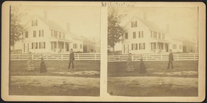 Unidentified people with house and barn beyond