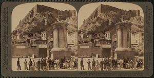 Lysikrates monument, oldest structure of Corinthian order, Acropolis at W.N.W., Athens