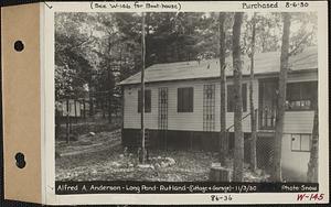 Alfred A. Anderson, cottage and garage, Long Pond, Rutland, Mass., Nov. 3, 1930