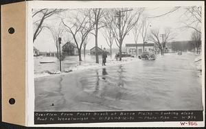 Overflow from Pratt Brook at Barre Plains, looking along road to Wheelwright, Hardwick, Mass., 11:55 AM, Mar. 12, 1936