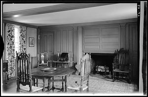 The green room has irregular panelling typical of the early 18th century, Antiquarian House, Concord