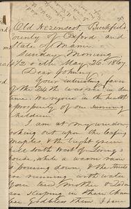 Letter from Zadoc Long to John D. Long, May 26, 1867