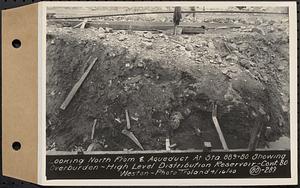 Contract No. 80, High Level Distribution Reservoir, Weston, looking north from center line aqueduct at Sta. 889+80 showing overburden, high level distribution reservoir, Weston, Mass., Apr. 16, 1940