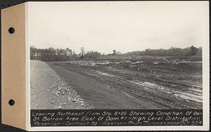 Contract No. 80, High Level Distribution Reservoir, Weston, looking northeast from Sta. 8+00 showing condition of Oak Street borrow area east of dam 1, high level distribution reservoir, Weston, Mass., May 29, 1940