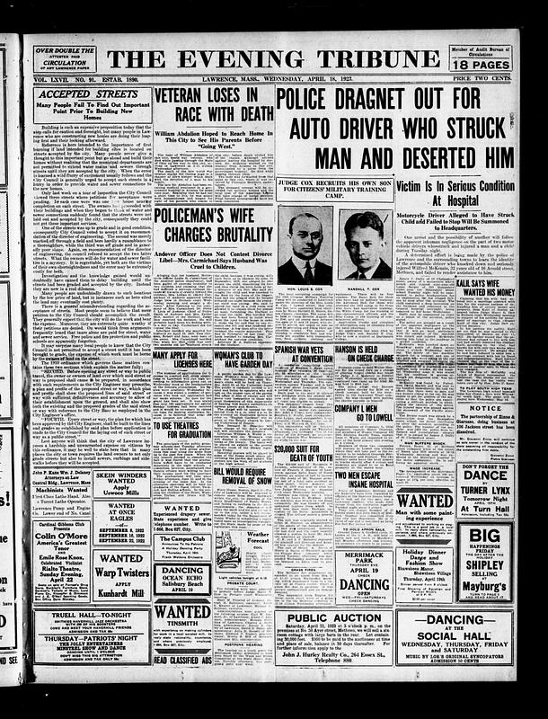 The Evening Tribune. April 18, 1923 - Digital Commonwealth