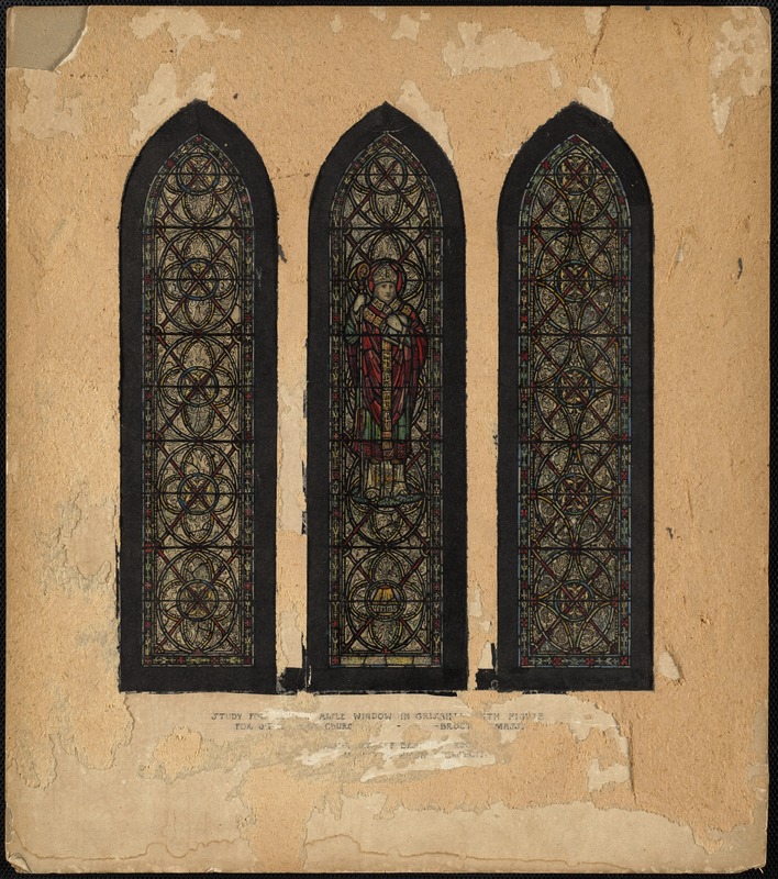 Study for aisle window in grisaille with figure