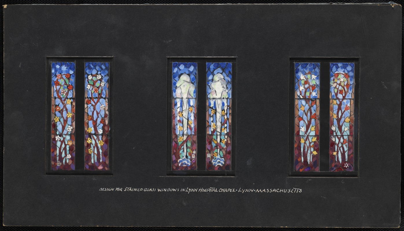 Design for stained glass windows in Lynn Hospital Chapel, Lynn, Massachusetts