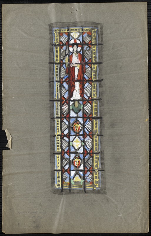 Window with a man, possibly Jesus, in the upper middle