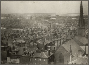 Massachusetts. Boston. Birdseye view towards Navy Yard, 1856
