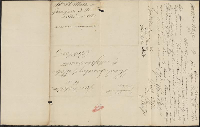 William H. Whittemore to the Secretary of the Commonwealth, 1 March ...