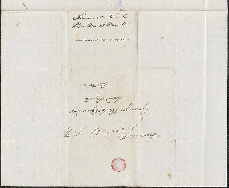 Samuel Cook to George Coffin, 10 March 1845 - Digital Commonwealth