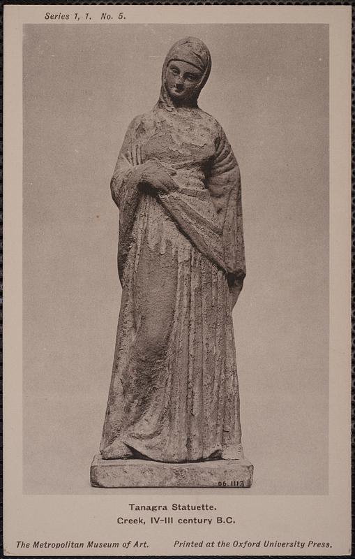 Tanagra statuette, Greek, IV-III century B.C. The Metropolitan Museum of Art