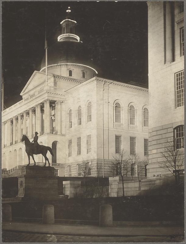 Boston, the State House at night