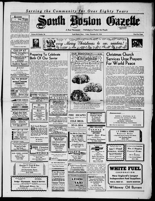South Boston Gazette, December 25, 1953 Digital Commonwealth