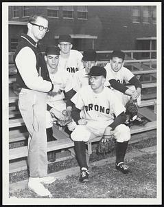 Ron Anderson (front), Larry Cross, Ray Cota, Steve MacPherson, Coach Wally Covers.