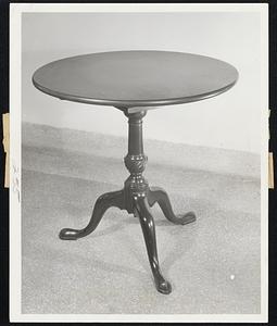 Mahogany tea table - This table originally belonged to Solomon Southwick, the editor of the Newport Mercury, and is supposed to have been buried during the British occupation. This table may be seen at the Hunter House in Newport which is open daily from 10 to five with guides in attendance.