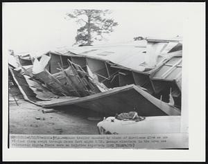 House trailer smashed by winds of Hurricane Cleo as the viscous storm swept through last night 8/28. Damage elsewhere in the area was relatively light. There were no injuries reported.