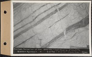 Contract No. 20, Coldbrook-Swift Tunnel, Barre, Hardwick, Greenwich, geologic formation at Sta. 1243+00, east heading of Shaft 12, Quabbin Aqueduct, Hardwick, Mass., Apr. 21, 1933