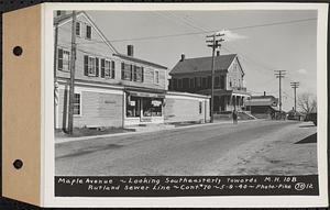 Contract No. 70, WPA Sewer Construction, Rutland, Maple Avenue, looking southeasterly towards manhole 10B, Rutland Sewer Line, Rutland, Mass., May 9, 1940