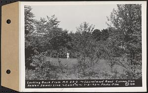 Contract No. 71, WPA Sewer Construction, Holden, looking back from manhole 2A-2, Laurelwood Road Connection, Holden Sewer Line, Holden, Mass., Jul. 9, 1940