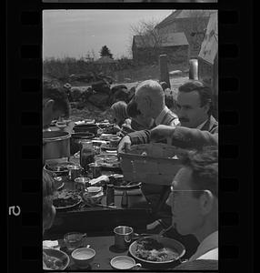 Outdoor meal on a farm