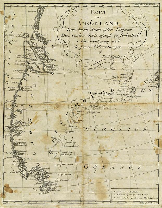 Kort over Grönland Den östre Siide efter Torfæus