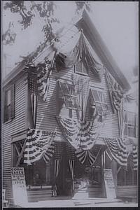 House with bunting, Provincetown, Mass.