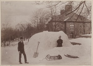 Photograph Album of the Newell Family of Newton, Massachusetts - Florence and Channing with Snow Cave -