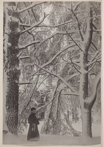 Photograph Album of the Newell Family of Newton, Massachusetts - Boy in Overcoat in Snow -