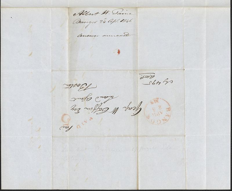 Albert W. Paine to George Coffin, 24 April 1846