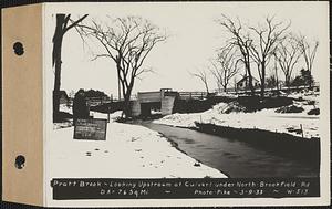 Pratt Brook looking upstream at culvert under North Brookfield Road, drainage area = 7.6 square miles, Barre, Mass., Mar. 9, 1933