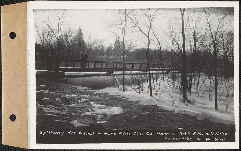 Ware River, spillway for canal, Ware Mills, Otis Co. dam, Ware, Mass., 3:45 PM, Mar. 12, 1936