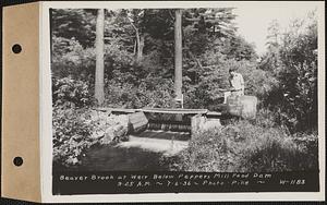 Beaver Brook at weir below Pepper's mill pond dam, Ware, Mass., 9:25 AM, Jul. 6, 1936