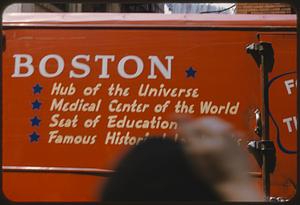 Truck with education slogans