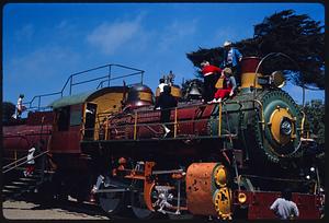 Children playing on train in San Francisco Zoo
