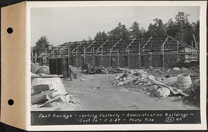 Contract No. 56, Administration Buildings, Main Dam, Belchertown, east garage, looking easterly, Belchertown, Mass., Nov. 2, 1937