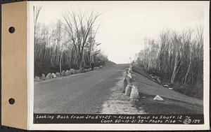 Contract No. 60, Access Roads to Shaft 12, Quabbin Aqueduct, Hardwick and Greenwich, looking back from Sta. 64+25, Greenwich and Hardwick, Mass., Oct. 21, 1938