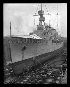 USS Raleigh in dry dock at South Boston