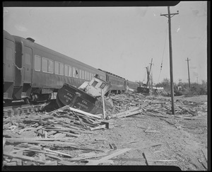 Boats blown onto railroad tracks, Hurricane of 38