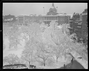 State House and Common in snow