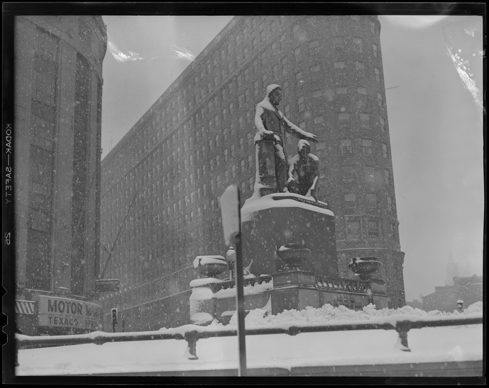 Lincoln Square, Park Square, in the snow Digital Commonwealth