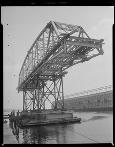Section of the Long Island viaduct, on barge at Commonwealth Pier 4