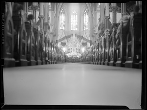 Church service looking down aisle, Cathedral of the Holy Cross