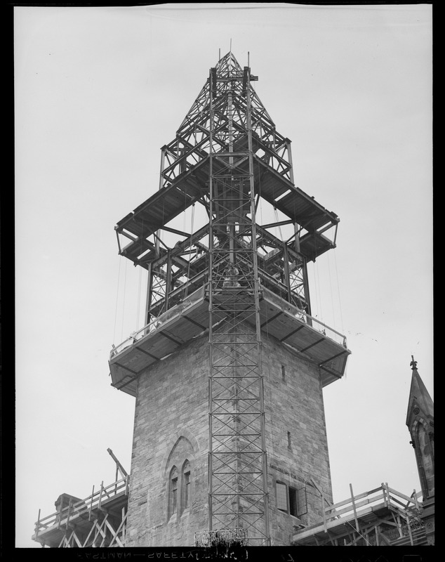 Construction of tower for the New Old South Church