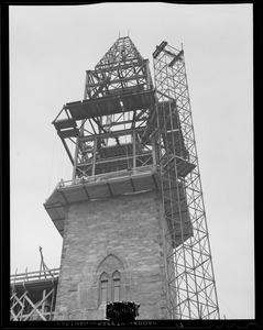 Close up of construction of New Old South Church tower